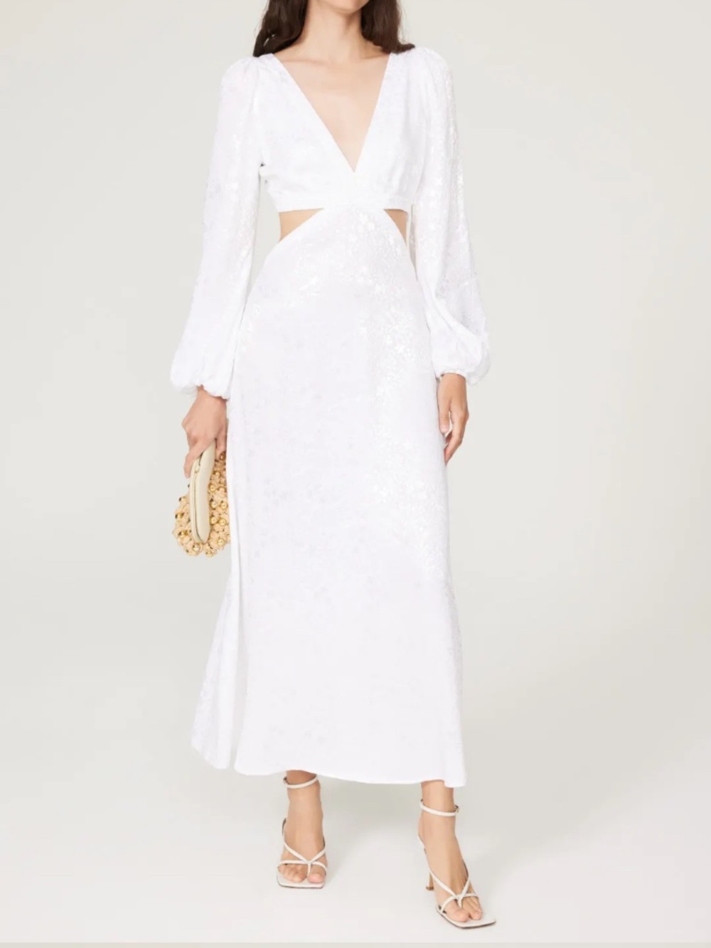 AFRM White Cutout Lace Up Back Maxi Dress NWOT Size Small